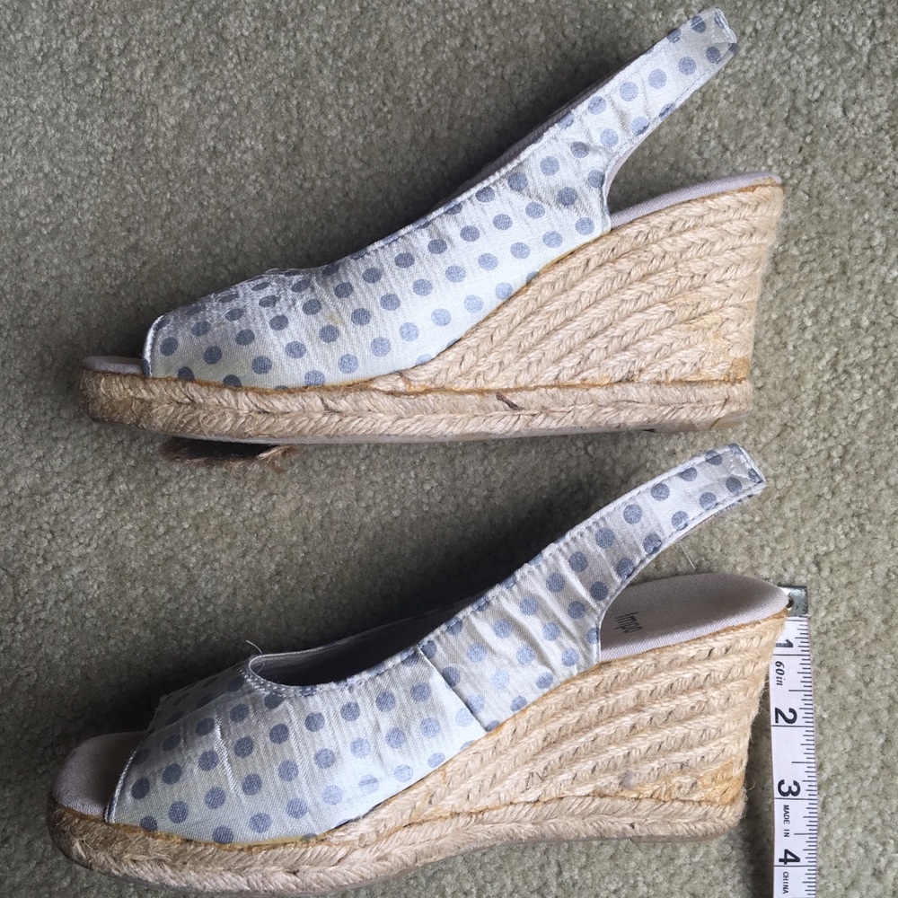 Impo Silver Satin & Gray Polka-dotted Wedge